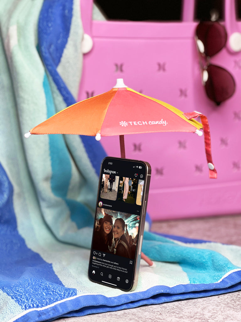 The Screen Shade Magnetic Phone Umbrella keeps your phone cool in the summer